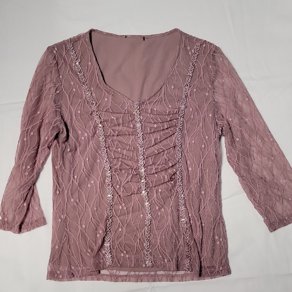 Chic Mauve Lace Women's Blouse